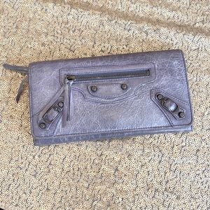 ECU Balenciaga vintage purplish gray metallic leather wallet